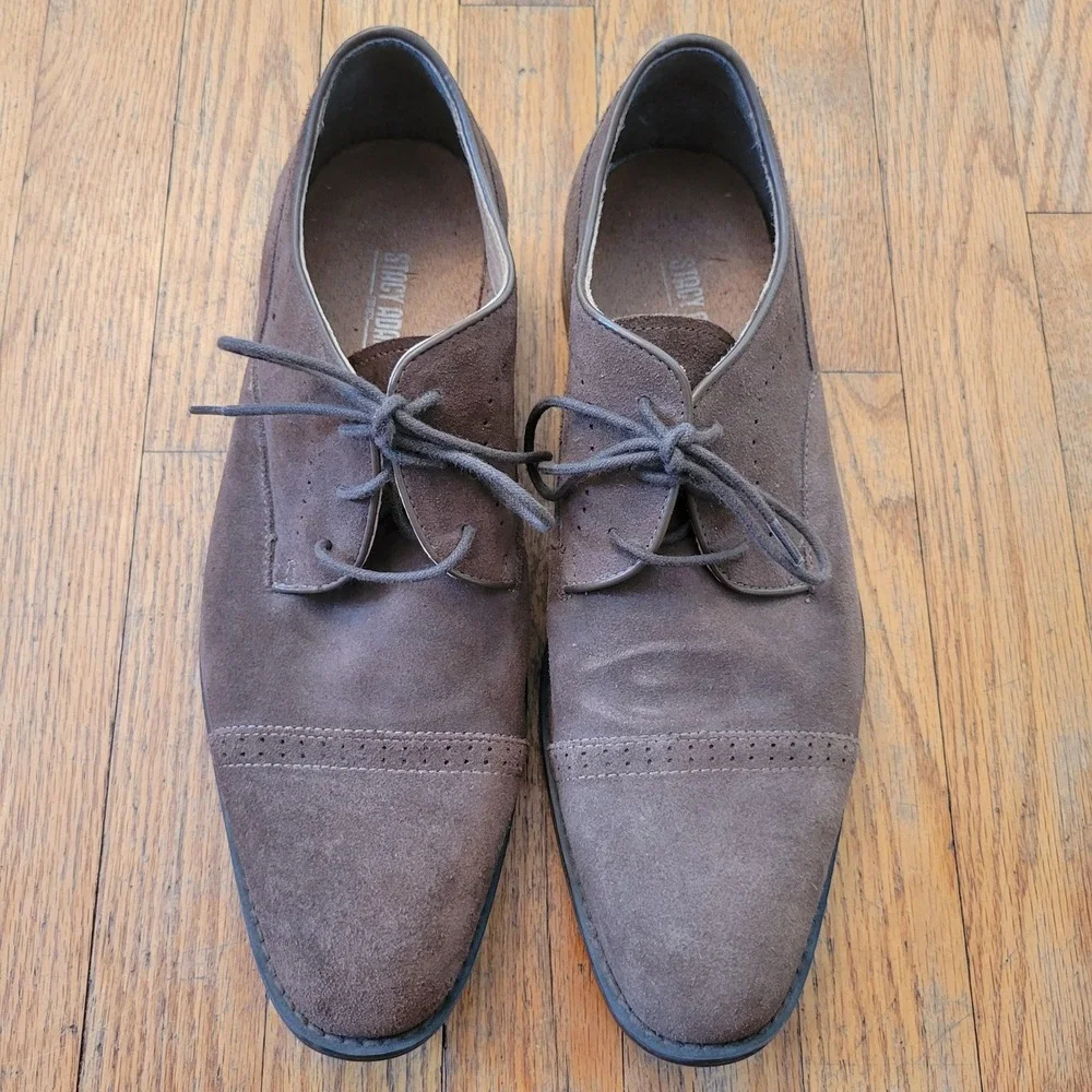 Stacy Adams 11M Oxford Brown Suede Cap Toe Brogue DICKINSON Academia Twee Preppy